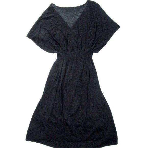 Banana Republic Women's Black A-Line Cap Sleeve Sheer Layered Tunic Dress Sz S - Picture 3 of 7